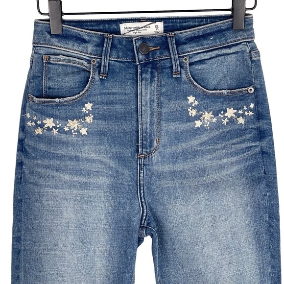 Abercrombie & Fitch Jeans 26 SHORT Curve Love High Rise Skinny Embroidered Star - Picture 2 of 11